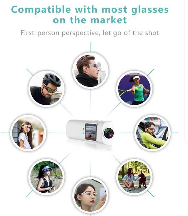 Alt view image 6 of 7 - Glasses, action camera, 1080P high definition, WIFI, mobile phone interconnection, head-mounted, glasses replacement, audio and video recording, with 128GB storage card