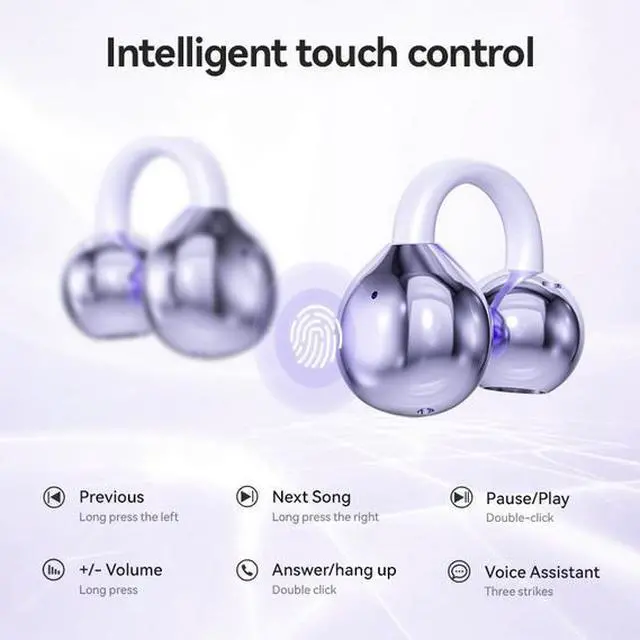 Alt view image 3 of 7 - Bluetooth 5.4 spherical OWS open-ear clip-on Bluetooth headphones are cross-border wireless headphones Black