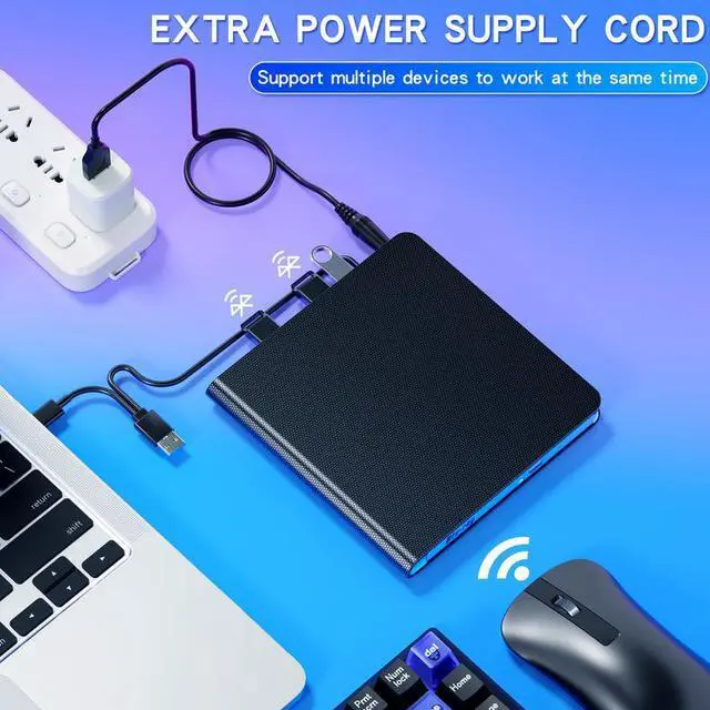 Alt view image 5 of 6 - 7-in-one multi-functional [Blu-ray BD-ROM] Read/play BD/DVD/CD/VCD full series discs, high-speed usb/ Type-C external dvd, notebook, portable computer, desktop optical drive