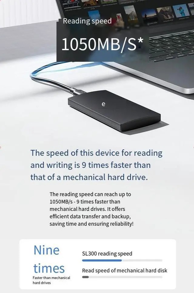 Alt view image 5 of 6 - Lexar SL300 portable solid-state drive TYPE-C high-speed computer 2T external portable mobile phone PSSD