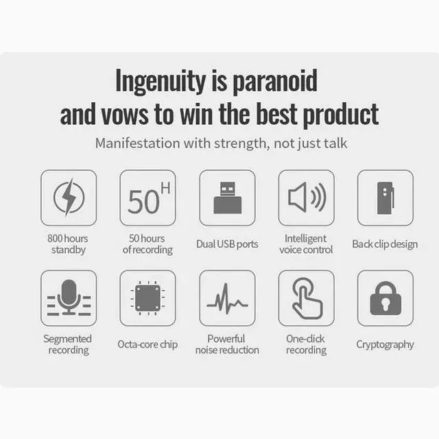 Alt view image 3 of 7 - Conference learning recorder mp3ai intelligent professional high-definition noise-reducing voice-controlled voice recorder