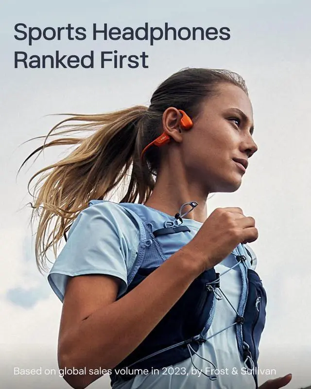 Alt view image 2 of 7 - SHOKZ OpenRun Pro 2 - Open-Ear, Bone Conduction Sport Headphones - Sweat Resistant, Workout Headphones with 30ft Bluetooth - Secure, Wireless, Comfortable Fit - Deep Bass and Smart Mic App - Orange