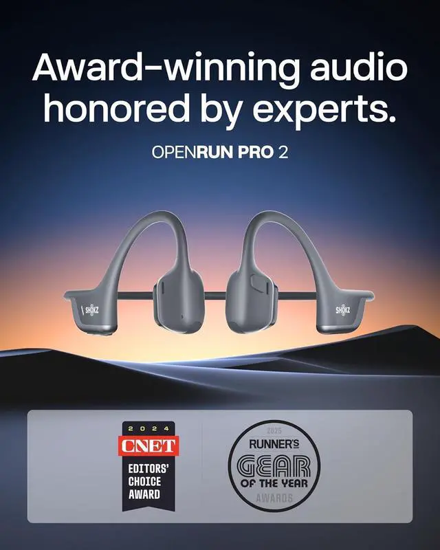 Alt view image 2 of 7 - SHOKZ New OpenRun Pro 2 Mini- Open-Ear, Bone Conduction Sport Headphones - with Reflective Strip - Sweat Resistant, Workout Headphones - Secure, Wireless, Comfortable Fit-Deep Bass and Smart Mic App