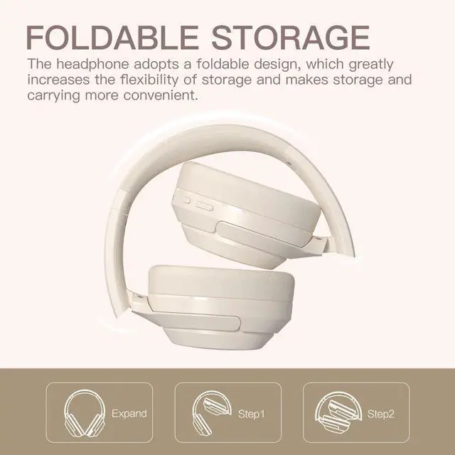 Alt view image 4 of 7 - iKF T1 Wireless Bluetooth Over-Ear Headphones, 100H Battery, HiFi Sound, ANC, Multi-Device Connection, App Control, Wired Mode, for Travel, Work, Gaming, Music T1 Offwhite