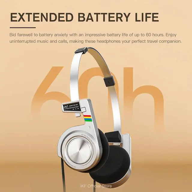 Alt view image 4 of 7 - iKF R3 Classic Retro Wireless Headphones, Vintage Design,Volume Control,60 Hours Playtime, Noise Isolation, with Microphone, Throwback 80s 90s,Green