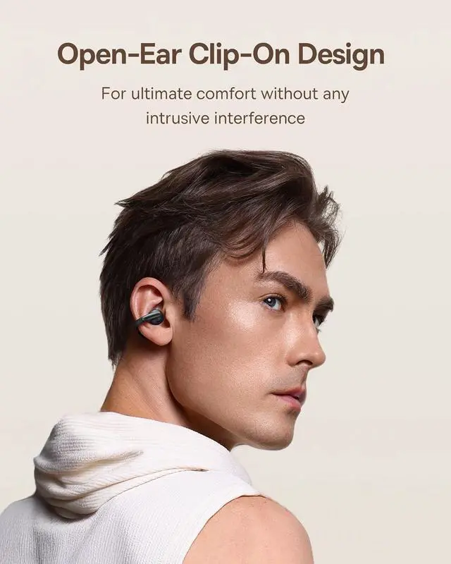 Alt view image 2 of 7 - Baseus Bowie MC1 Open Ear Clip-On Earbuds, Adaptive Comfort with Anti-Drop Design, Impactful Sound with Adaptive Bass Boost, Adaptive Noise Cancelling Calls, IP57 Waterproof, 40H Playtime, Lightweight
