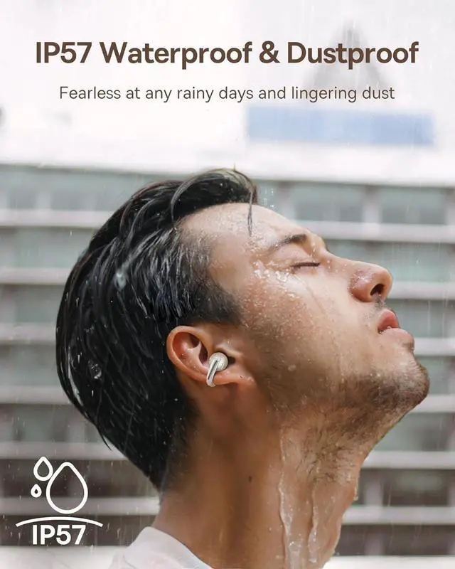 Alt view image 5 of 7 - Baseus Bowie MC1 Open Ear Clip-On Earbuds, Adaptive Comfort with Anti-Drop Design, Impactful Sound with Adaptive Bass Boost, Adaptive Noise Cancelling Calls, IP57 Waterproof, 40H Playtime, Lightweight