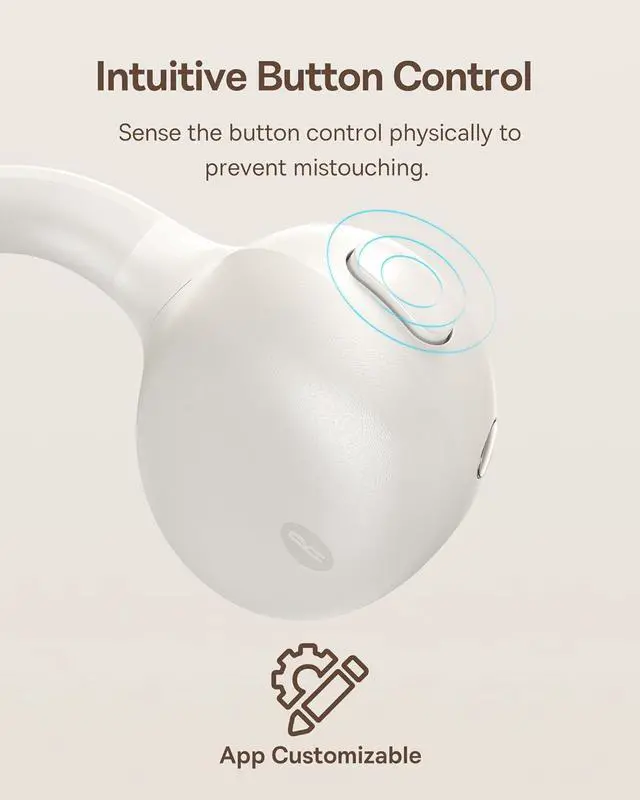 Alt view image 6 of 7 - Baseus Bowie MC1 Open Ear Clip-On Earbuds, Adaptive Comfort with Anti-Drop Design, Impactful Sound with Adaptive Bass Boost, Adaptive Noise Cancelling Calls, IP57 Waterproof, 40H Playtime, Lightweight