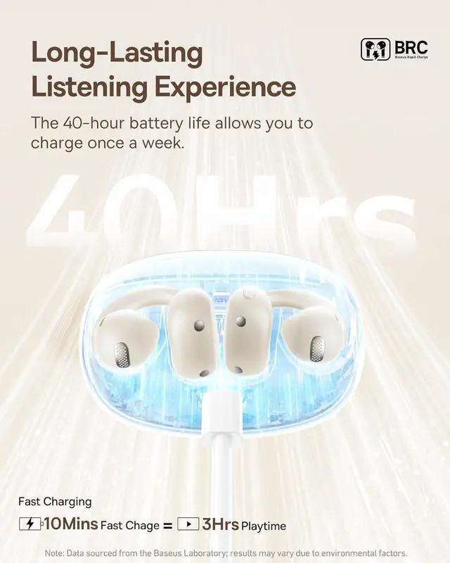Alt view image 7 of 7 - Baseus Bowie MC1 Open Ear Clip-On Earbuds, Adaptive Comfort with Anti-Drop Design, Impactful Sound with Adaptive Bass Boost, Adaptive Noise Cancelling Calls, IP57 Waterproof, 40H Playtime, Lightweight