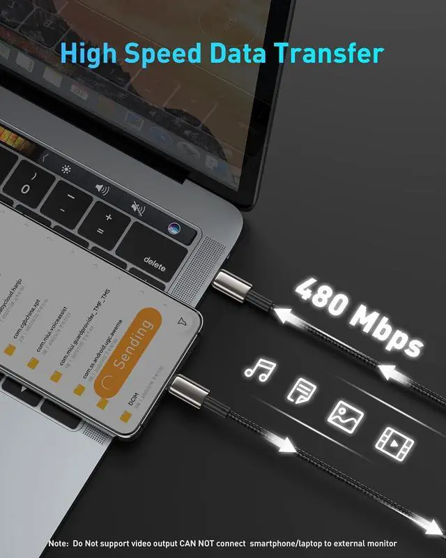 Alt view image 5 of 7 - Baseus USB C Cable, 100W PD 5A QC 4.0 Fast Charging USBC to USBC Cable, Zinc Alloy Nylon Braided Type C Charger Cord for iPhone 16 15 Pro Plus Pro Max, MacBook, iPad Pro/Mini, Samsung S23/S22+(1M)