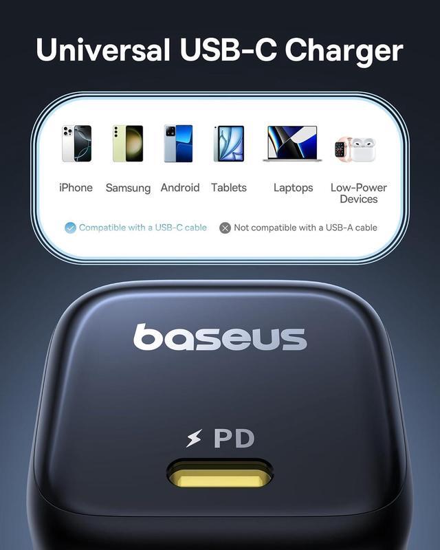 Alt view image 6 of 7 - Baseus 45W Charger, PicoGo C1 USB C Charging Block Fast Charging, Compact Type C Wall Charger for iPhone16/15/14/13/12 Series, Galaxy Series, MacBook Etc,Black