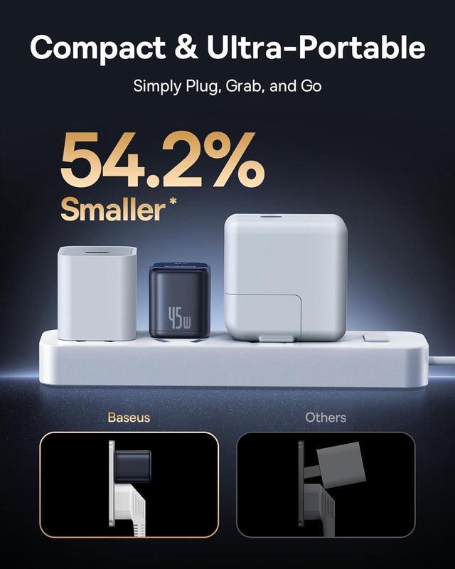 Alt view image 4 of 7 - Baseus 45W Charger, PicoGo C1 USB C Charging Block Fast Charging, Compact Type C Wall Charger for iPhone16/15/14/13/12 Series, Galaxy Series, MacBook Etc,Black