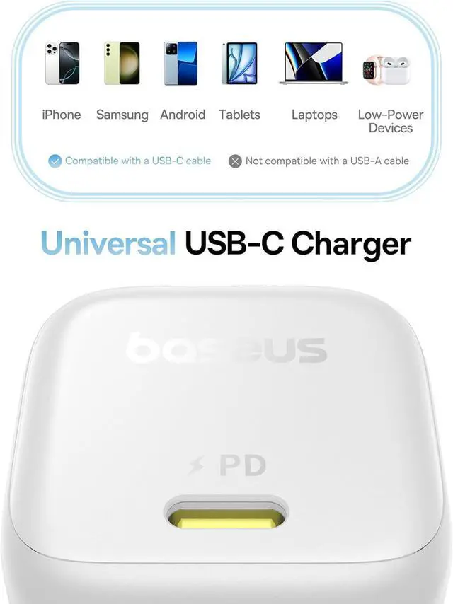 Alt view image 5 of 6 - Baseus 45W Charger, PicoGo C1 USB C Charging Block Fast Charging, Compact Type C Wall Charger for iPhone16/15/14/13/12 Series, Galaxy Series, MacBook Etc White