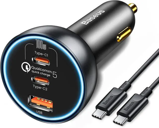 Main image of 160W USB C Car Charger, Baseus Type C Car Charger, QC5.0 PD3.0 PPS 3 Ports Super Fast Charging Car Phone Charger Adapter for iPhone 15 14 13 Pro, Samsung S22 iPad MacBook Pro
