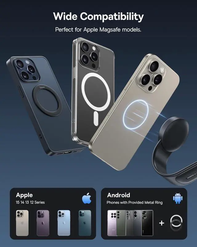 Alt view image 7 of 7 - Baseus for Magsafe Car Mount, 25N Magnetic Phone Holder for Car, Cell Phone Car Mount Compatible with iPhone 16 15 14 13 Pro Plus Max Mini, Bendable Memory Titanium Alloy for All Dashboard