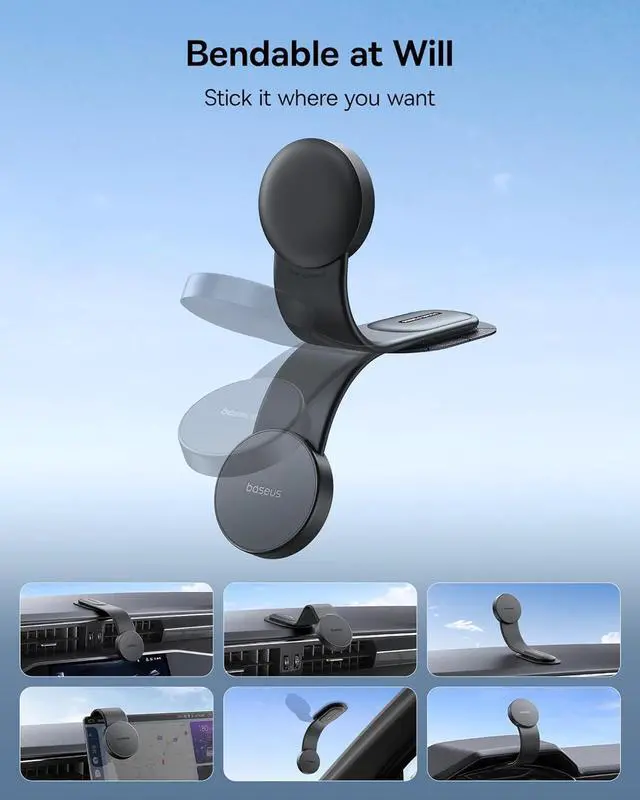 Alt view image 4 of 7 - Baseus for Magsafe Car Mount, 25N Magnetic Phone Holder for Car, Cell Phone Car Mount Compatible with iPhone 16 15 14 13 Pro Plus Max Mini, Bendable Memory Titanium Alloy for All Dashboard