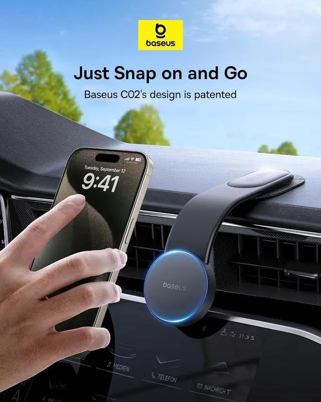 Alt view image 6 of 7 - Baseus for Magsafe Car Mount, 25N Magnetic Phone Holder for Car, Cell Phone Car Mount Compatible with iPhone 16 15 14 13 Pro Plus Max Mini, Bendable Memory Titanium Alloy for All Dashboard