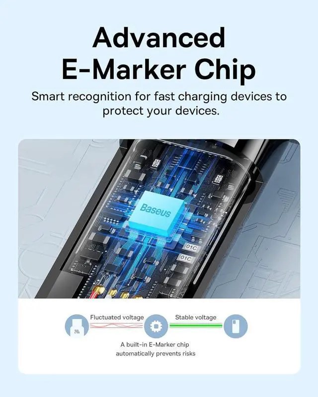 Alt view image 4 of 7 - Baseus USB C Cable, 240W PD 3.1 5A Fast Charging USB C to USB C Charger Cable, Zine Alloy Nylon Braided Type C Cable for iPhone 15/Pro/Plus/Pro Max, MacBook, iPad Pro/Air/Mini, Samsung S23/S22 (3.3ft)