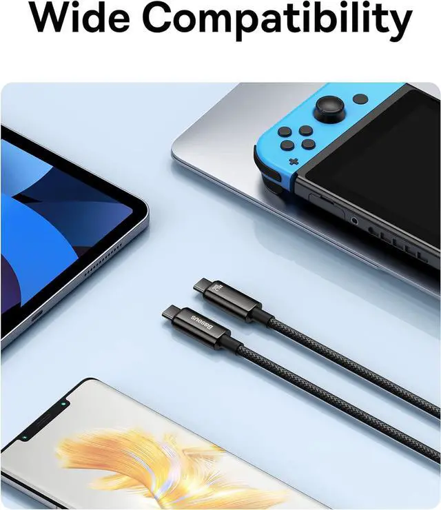 Alt view image 6 of 7 - Baseus USB C Cable, 240W PD 3.1 5A Fast Charging USB C to USB C Charger Cable, Zine Alloy Nylon Braided Type C Cable for iPhone 15/Pro/Plus/Pro Max, MacBook, iPad Pro/Air/Mini, Samsung S23/S22 (3.3ft)