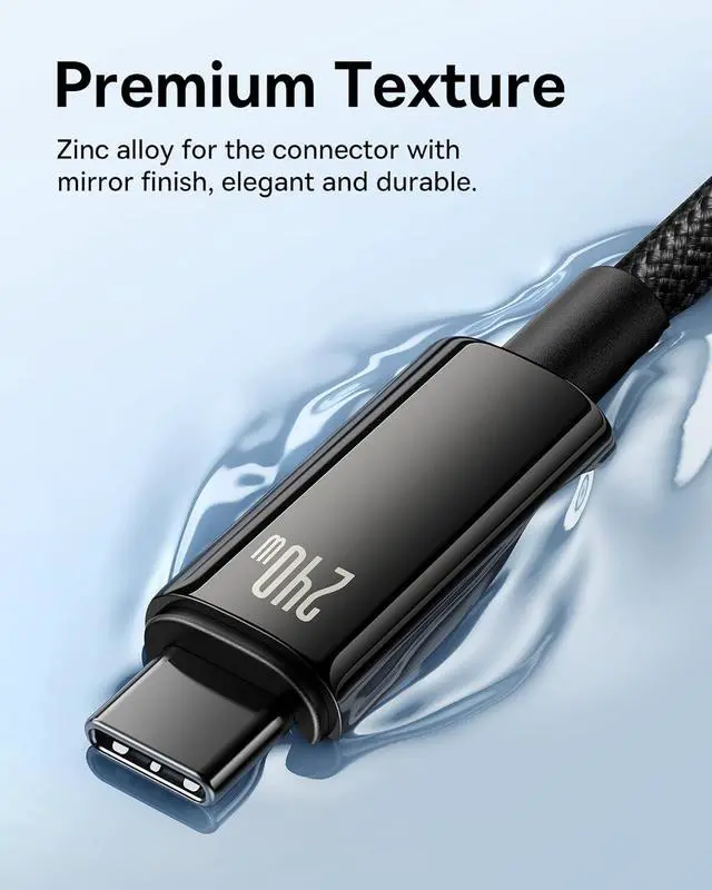 Alt view image 5 of 7 - Baseus USB C Cable, 240W PD 3.1 5A Fast Charging USB C to USB C Charger Cable, Zine Alloy Nylon Braided Type C Cable for iPhone 15/Pro/Plus/Pro Max, MacBook, iPad Pro/Air/Mini, Samsung S23/S22 (10FT)