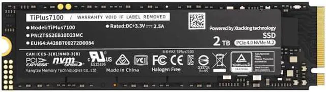 Alt view image 3 of 4 - TiPlus7100 M.2 2280 2TB PCIe 4.0 x4 NVMe 1.4 232-layer 3D NAND flash Internal Solid State Drive (SSD) For Desktop PC Laptop PS5