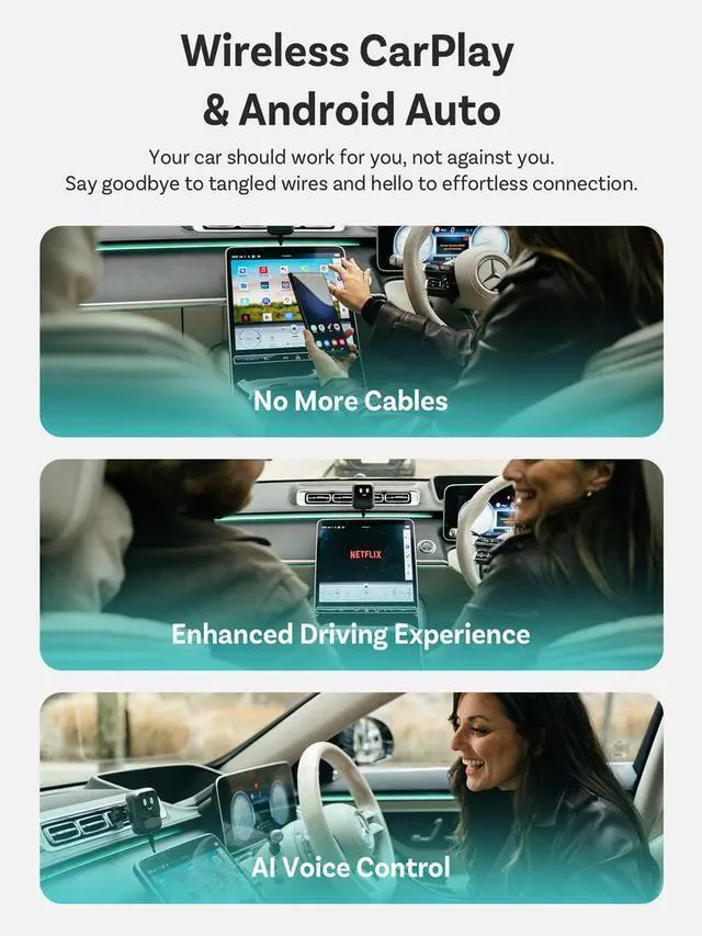 Alt view image 5 of 7 - NANO(ottocast) The wireless smart voice carplay box features a 7-inch screen and 128GB of internal memory, and is compatible with the original car's built-in carplay