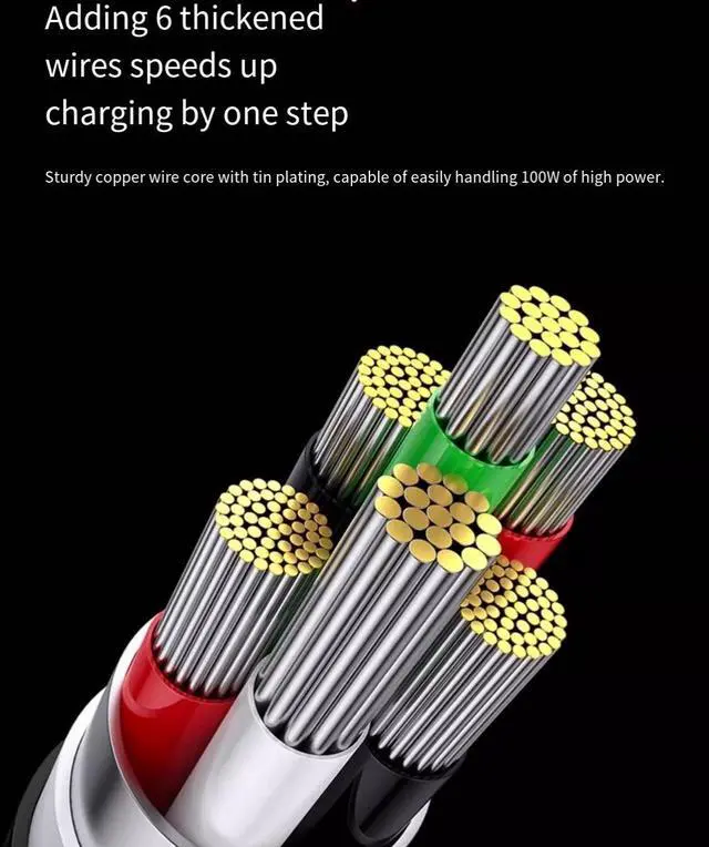 Alt view image 6 of 7 - BASEUS  Type-C to M+L+C 100W one-to-three 100w nylon material Super Fast charging cable suitable for Apple, Huawei type-c, Android mobile phone, ipad, purple 1.5M