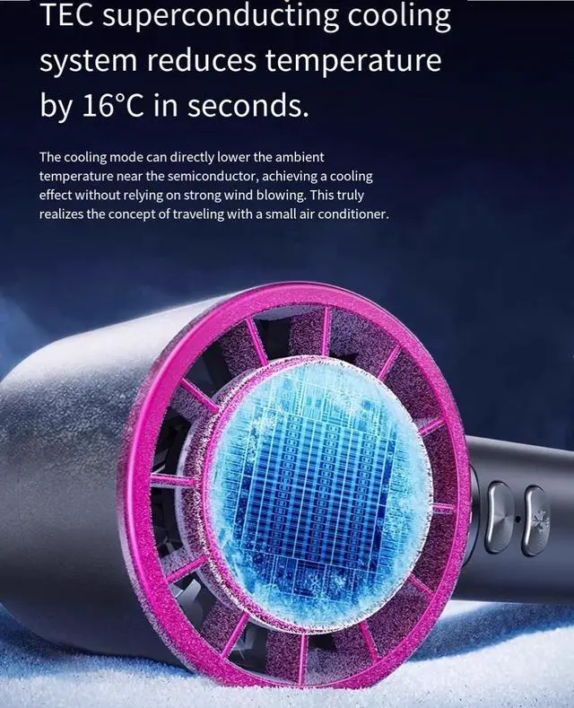Alt view image 2 of 7 - REMAXLIFE Pro USB Fan Handheld small FAN TEC Refrigeration Hurricane Edition 16 Powerful Cold WIND 3600mAh Can use 10 days 200 stops Blowing all over (purple)