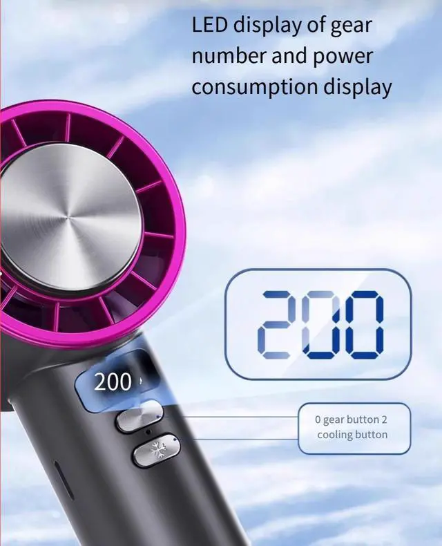 Alt view image 6 of 7 - REMAXLIFE Pro USB Fan Handheld small FAN TEC Refrigeration Hurricane Edition 16 Powerful Cold WIND 3600mAh Can use 10 days 200 stops Blowing all over (purple)