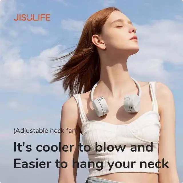 Alt view image 2 of 7 - JISULIFE Portable Neck Fan 360°Adjustable Bladeless Neck  Space Grey 720° rotating blower  Four wind speeds  Skin-friendly and lightweight 1800mAh