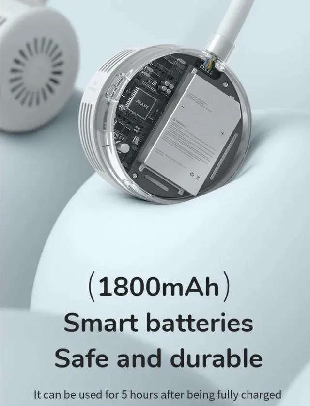 Alt view image 7 of 7 - JISULIFE Portable Neck Fan 360°Adjustable Bladeless Neck  Space Grey 720° rotating blower  Four wind speeds  Skin-friendly and lightweight 1800mAh