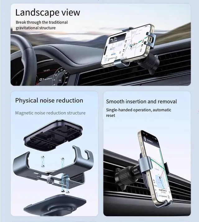 Alt view image 3 of 7 - Baseus Sucker Car Phone Holder Gravity car phone holder with noise-free air outlet The patent for horizontal screen navigation doubles the stability during driving with no abnormal noise Black
