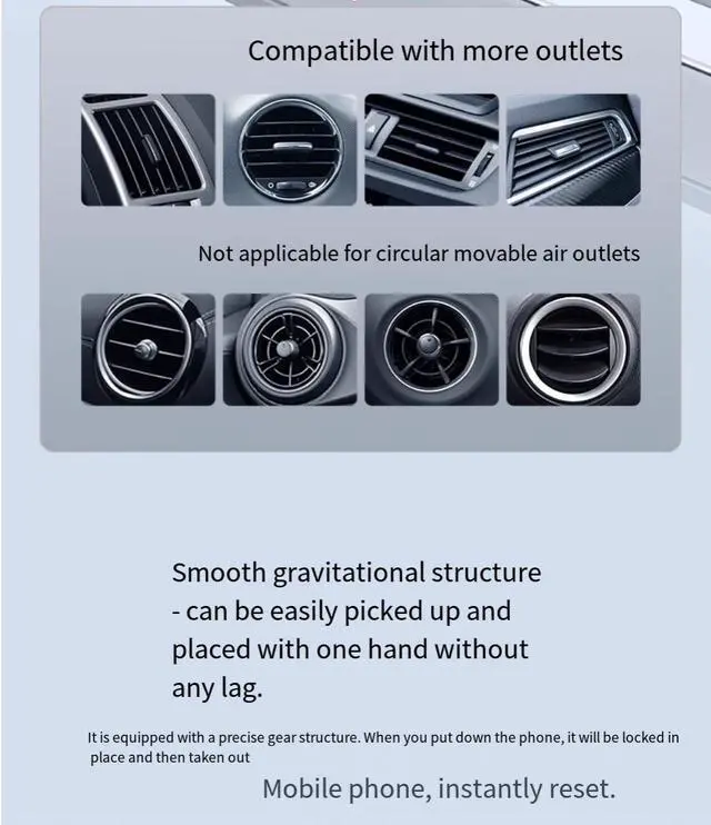 Alt view image 6 of 7 - Baseus Sucker Car Phone Holder Gravity car phone holder with noise-free air outlet The patent for horizontal screen navigation doubles the stability during driving with no abnormal noise Black