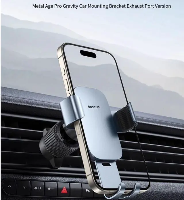 Alt view image 2 of 7 - Baseus Sucker Car Phone Holder Gravity car phone holder with noise-free air outlet The patent for horizontal screen navigation doubles the stability during driving with no abnormal noise Black