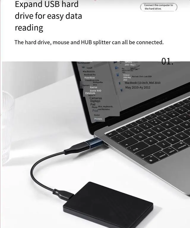 Alt view image 2 of 5 - Baseus USB3.1 Black Type-C male to USB Female Charging and Transfer two-in-one OTC adapter