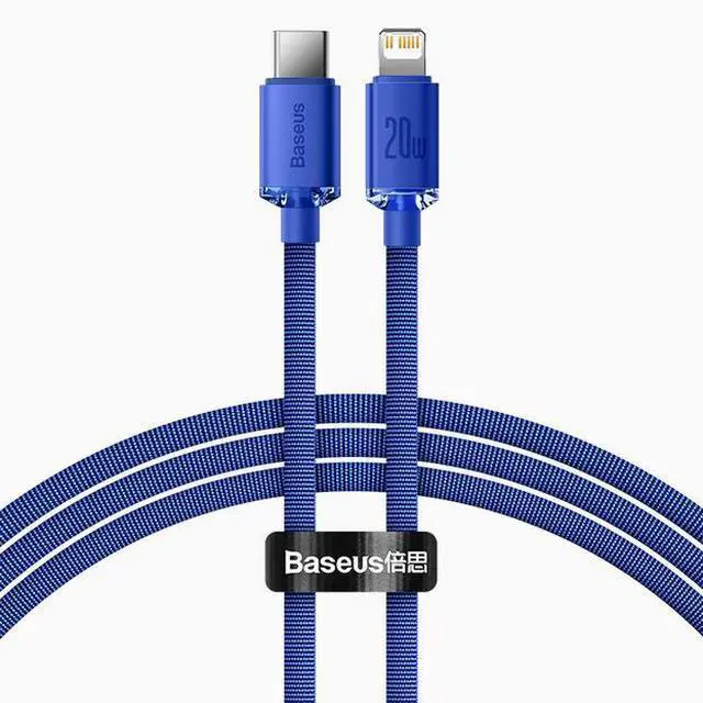 Main image of Baseus Type-C to lighting PD 20W fast Charging Nylon braided Cable is suitable for iPhone 13/12/11 series ProMax Charging Cable blue