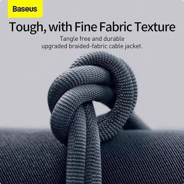 Alt view image 4 of 6 - Baseus Type-C to lighting PD 20W fast Charging Nylon braided Cable is suitable for iPhone 13/12/11 series ProMax Charging Cable blue