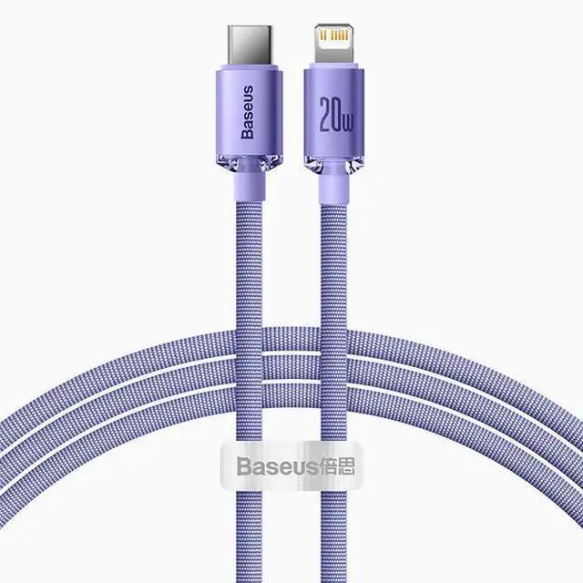Main image of Baseus Type-C to lighting PD 20W fast Charging Nylon braided Cable suitable for iPhone 13/12/11 series ProMax Charging Cable purple