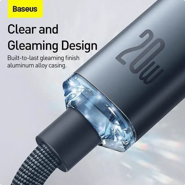Alt view image 3 of 6 - Baseus Type-C to lighting PD 20W fast Charging Nylon braided Cable suitable for iPhone 13/12/11 series ProMax Charging Cable purple