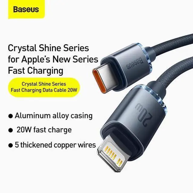 Alt view image 2 of 6 - Baseus Type-C to lighting PD 20W fast Charging Nylon braided Cable is suitable for iPhone 13/12/11 series ProMax Charging Cable pink