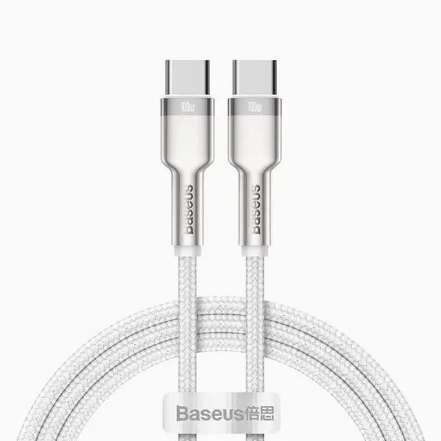 Main image of Baseus 100W USB C to USB Type C 5A Fast Charging Nylon braided wire Cable for MacBook Pro Laptop Tablet iPadAir Phone (White)