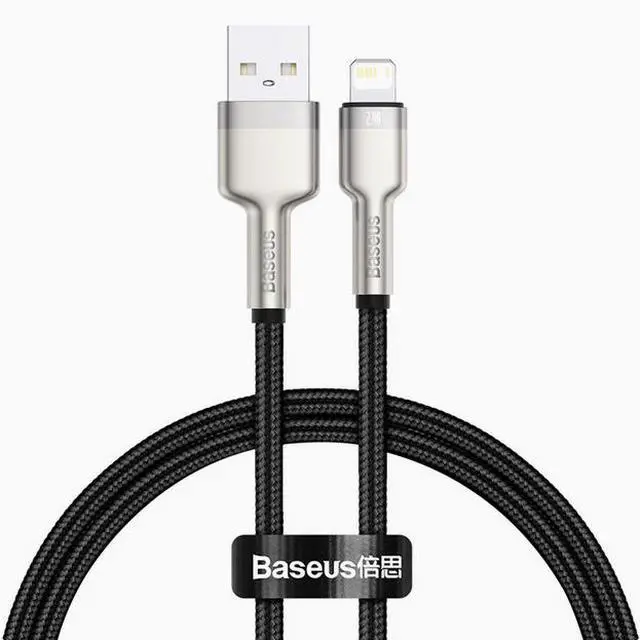 Main image of Baseus PD 20W 2.4A USB-Nylon Filament Fast Charging Cable USB to Lightning for iPhone 14/13 Pro Max (Black)