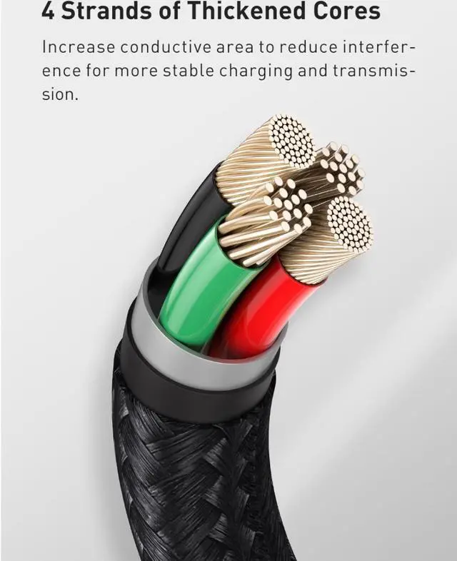 Alt view image 5 of 7 - Baseus PD 20W 2.4A USB-Nylon Filament Fast Charging Cable USB to Lightning for iPhone 14/13 Pro Max (Black)