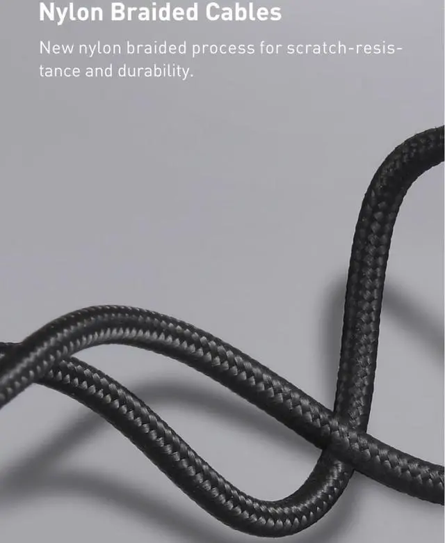 Alt view image 6 of 7 - Baseus PD 20W 2.4A USB-Nylon Filament Fast Charging Cable USB to Lightning for iPhone 14/13 Pro Max (Black)