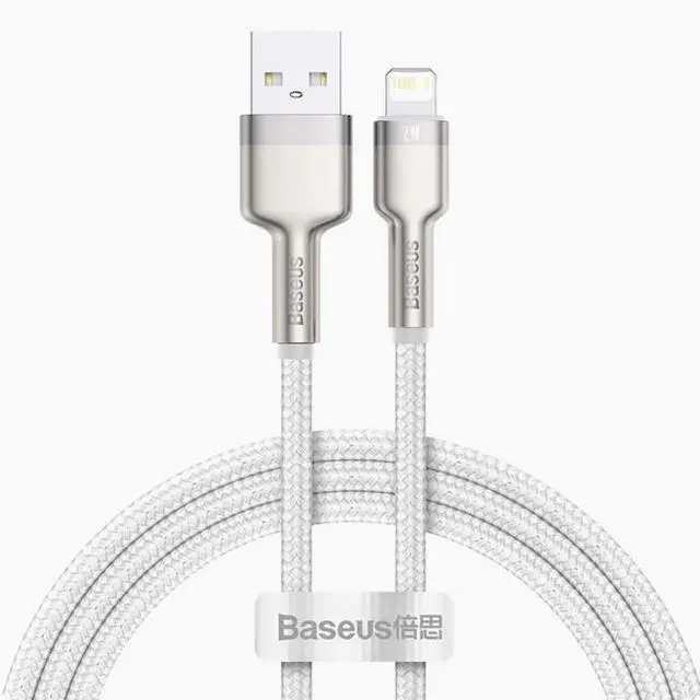 Main image of Baseus PD 20W 2.4A USB-Nylon Filament Fast Charging Cable USB to Lightning for iPhone 14/13 Pro Max (White)