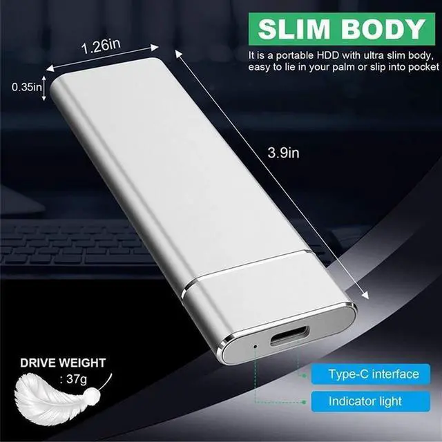 Alt view image 2 of 7 - USB3.0 M.2 mobile solid state disk External hard disk 100M/S high-speed reading 2TB silver