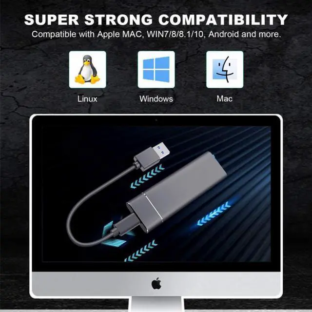 Alt view image 3 of 7 - USB3.0 M.2 mobile solid state disk External hard disk 100M/S high-speed reading 2TB silver