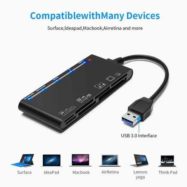 Alt view image 2 of 7 - USB 3.0 multi-function card reader CF/XD/MS/SD/TF card seven in one USB card reader