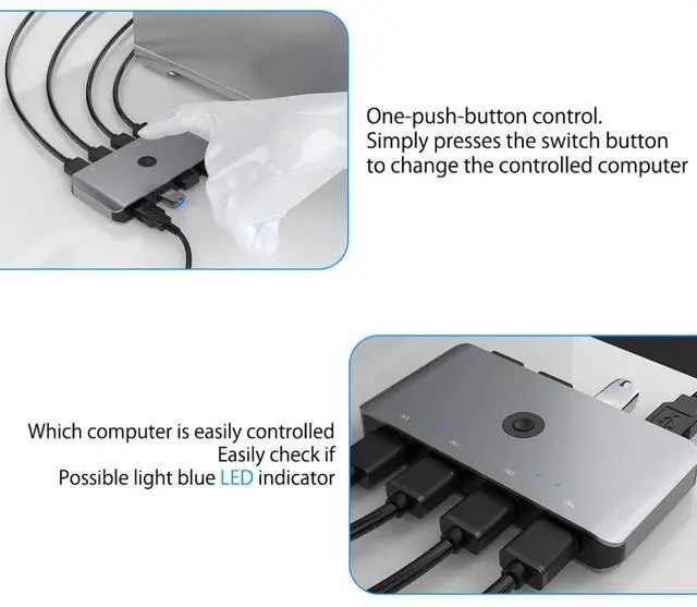 Alt view image 6 of 7 - KVM switch USB 3.0 4 in 4 out 4 Thai computers share 4 screen switch hubs