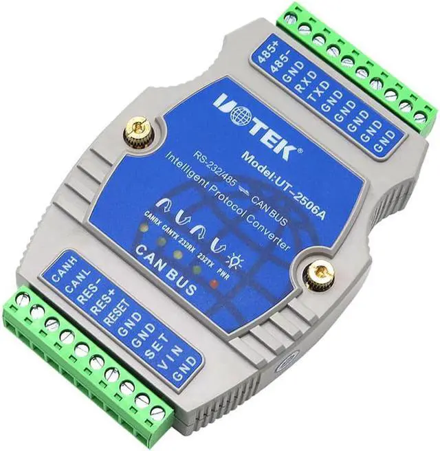Alt view image 2 of 7 - UTEK RS232 RS485 to Canbus Converter with Protocol Industrial Grade RS232 RS485 CAN BUS Adapter Terminal Block Connector Isolation UT-2506A